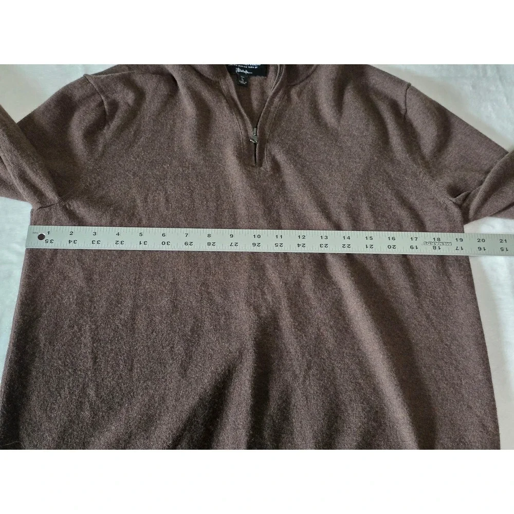 Banana Republic Mens Large Tall Brown Italian Merino Wool Quarter Zip Sweater